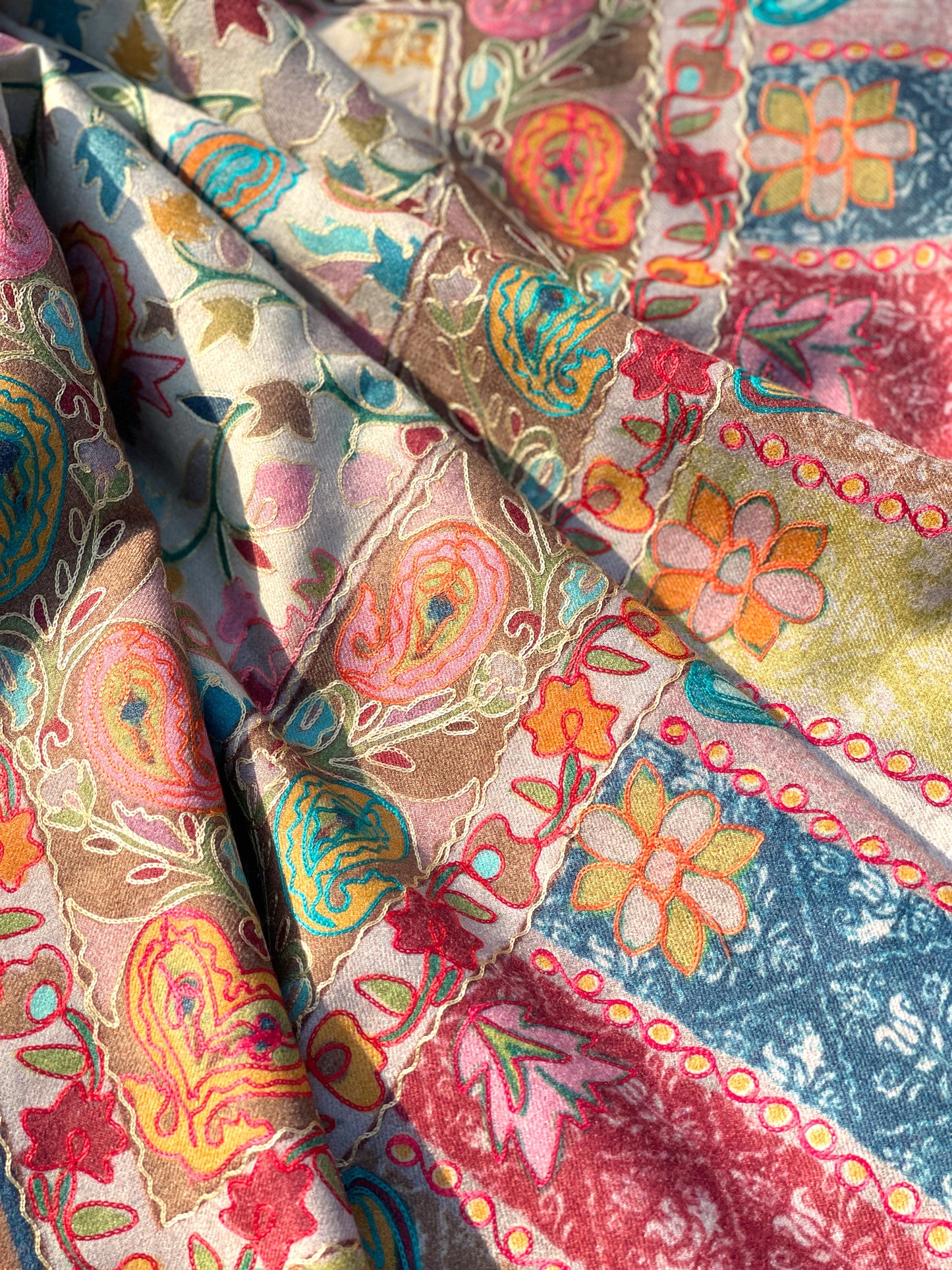 Needle Aari Work Kalamkar Stole