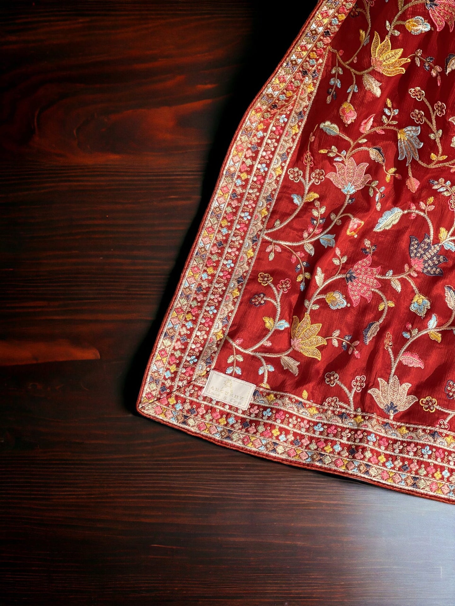Kashmiri Embroidered Chiffon Dupatta/ Shawl