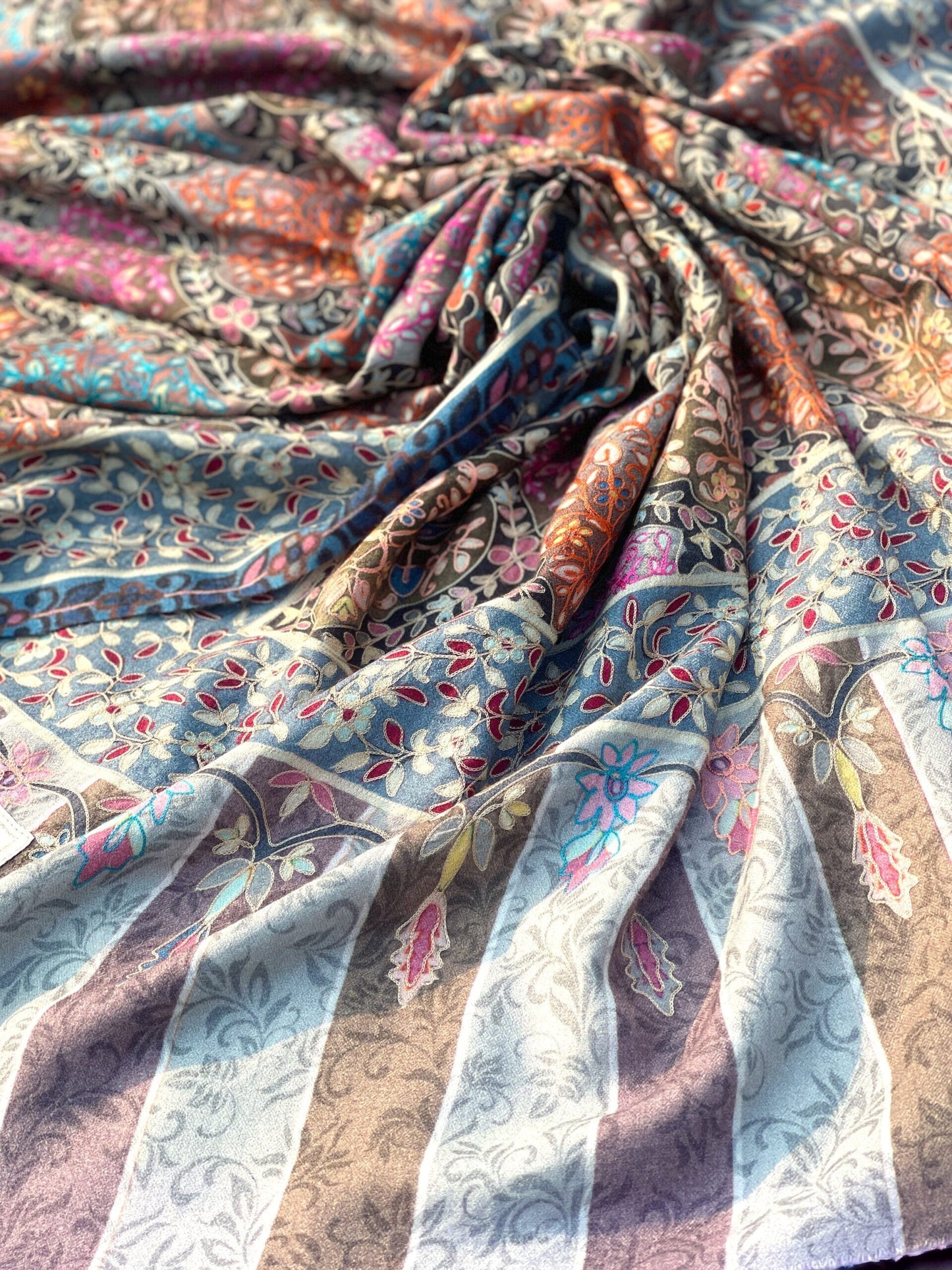 Needle Aari Work Kalamkar Shawl