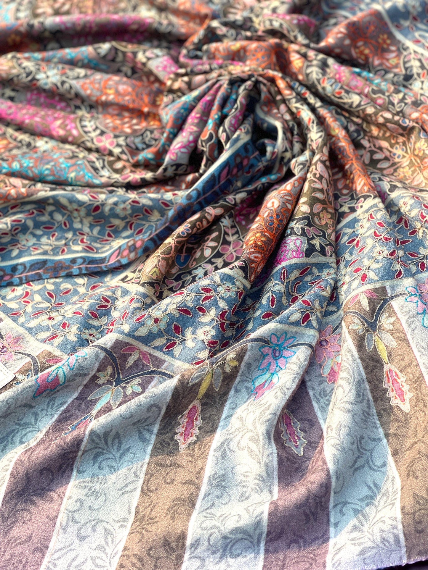 Needle Aari Work Kalamkar Shawl