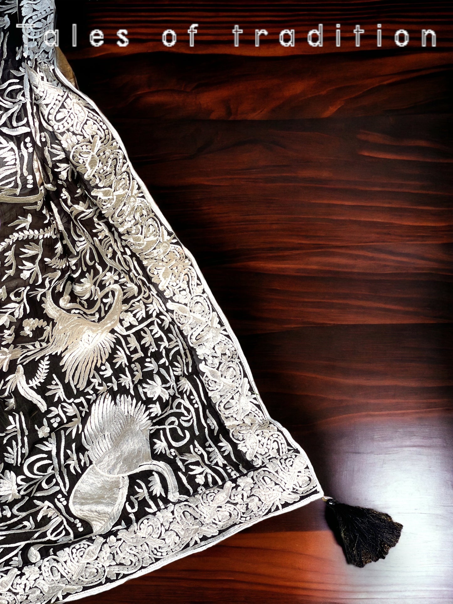 Kashmiri Embroidered Chiffon Dupatta/ Shawl