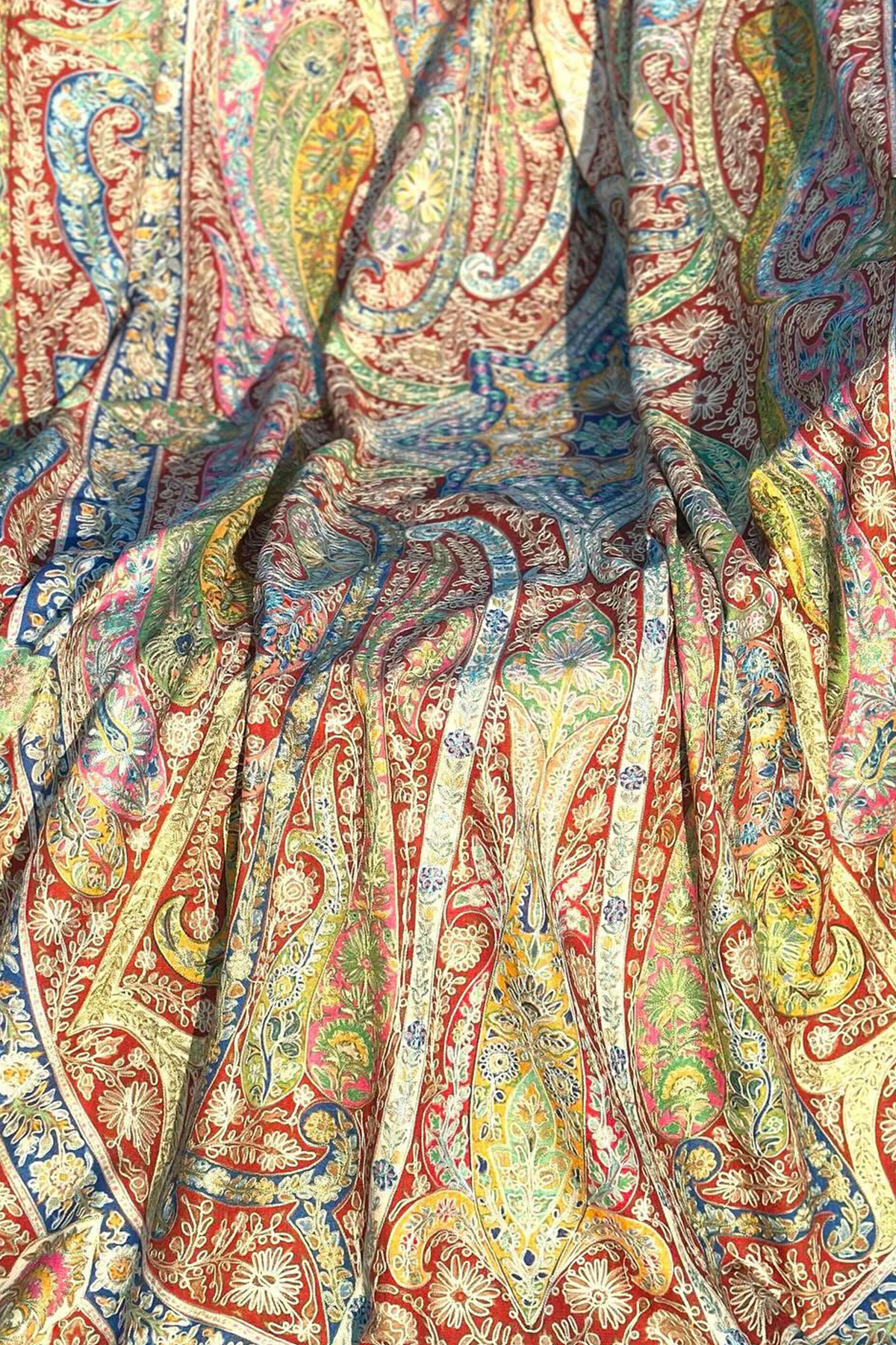 Heavy Embroidered Kalamkar Pashmina Shawl