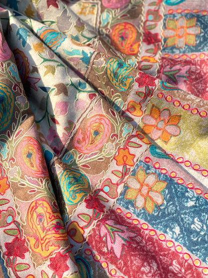 Needle Aari Work Kalamkar Stole