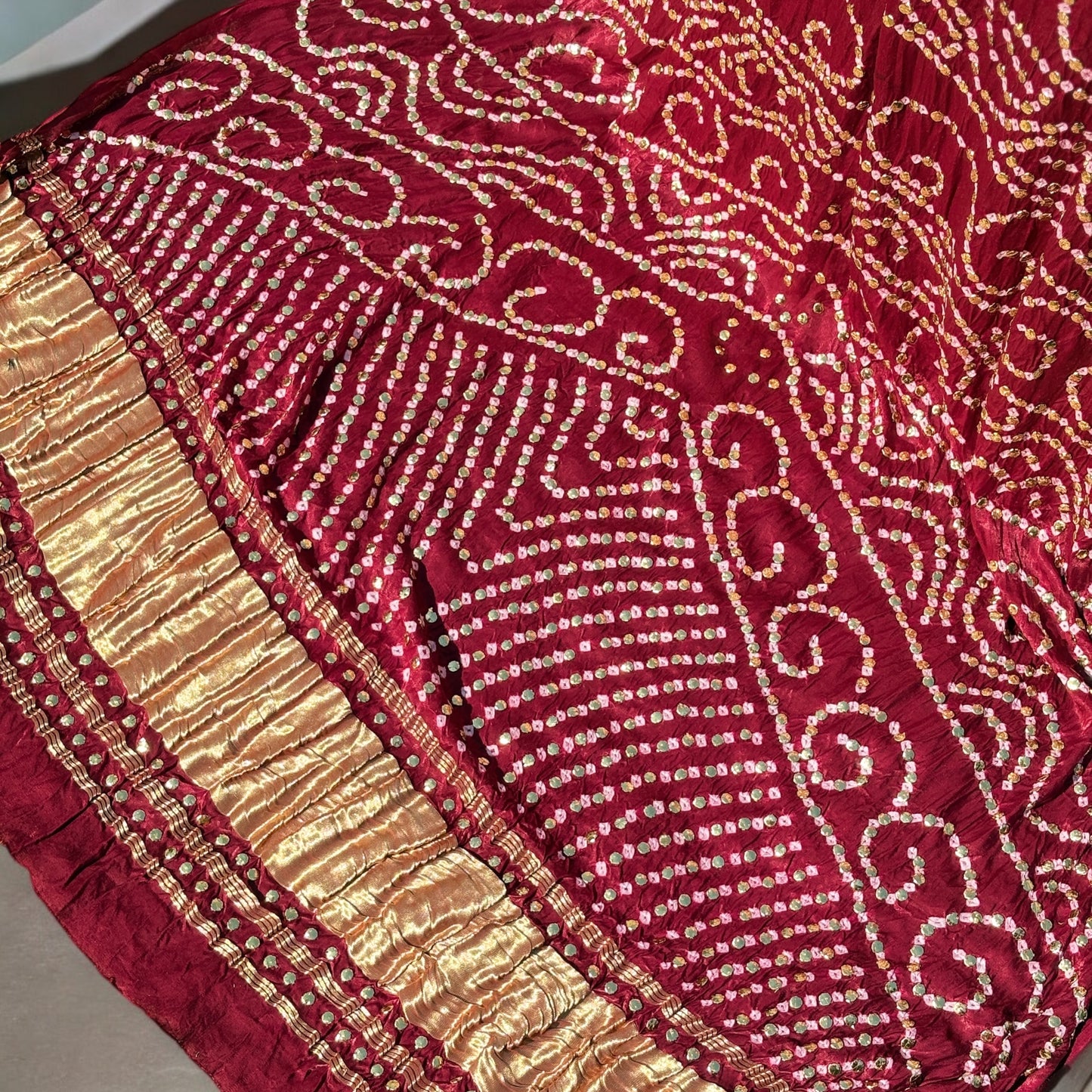 Maroon Pure Gajji Silk Mukesh Dupatta