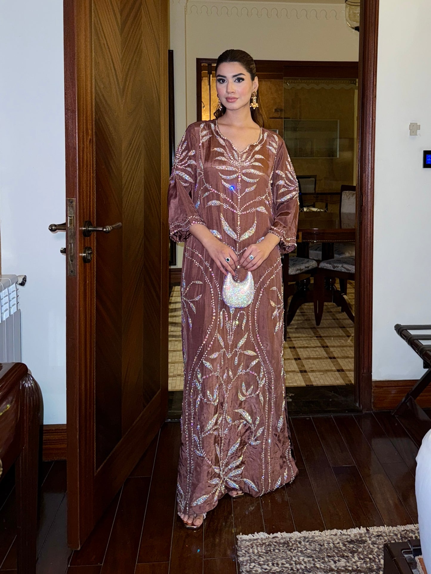 Elaina (02) Stone-Embellished Glamour Dress