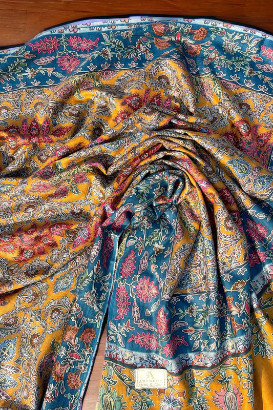 Pure Kalamkar Needle Work Pashmina Shawl