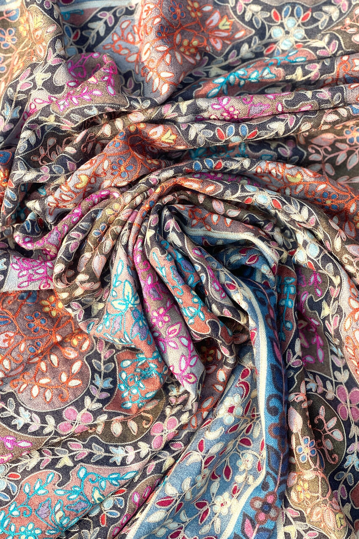 Needle Aari Work Kalamkar Shawl