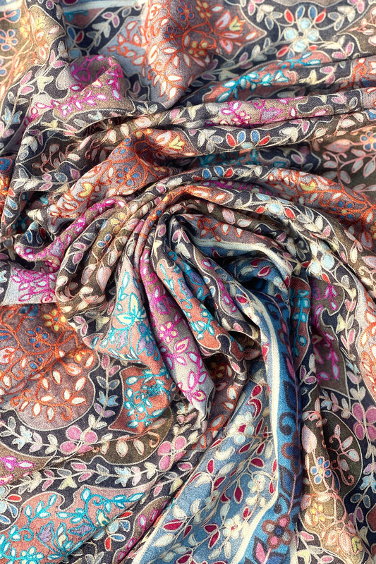 Needle Aari Work Kalamkar Shawl