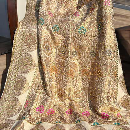 Beige NeemZari Bandhini Dupatta