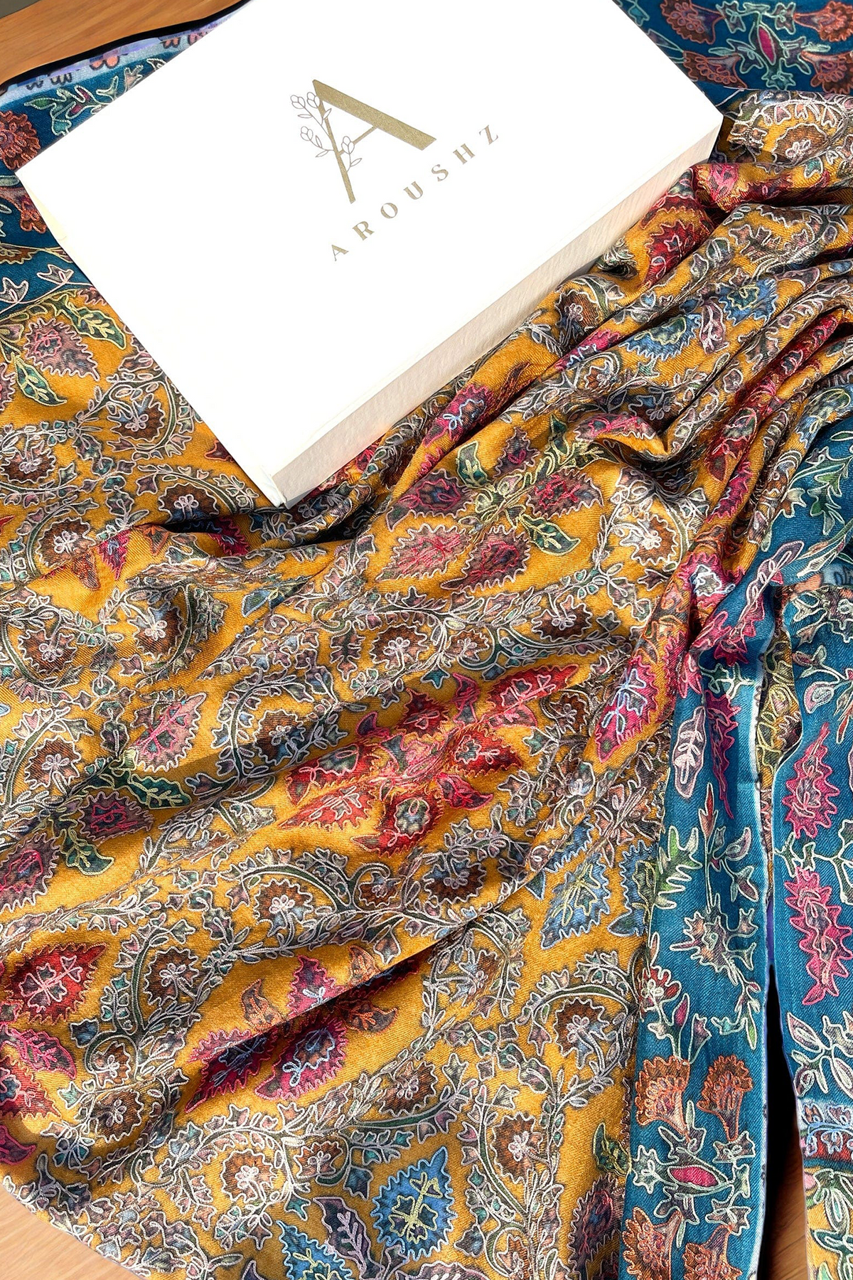 Pure Kalamkar Needle Work Pashmina Shawl