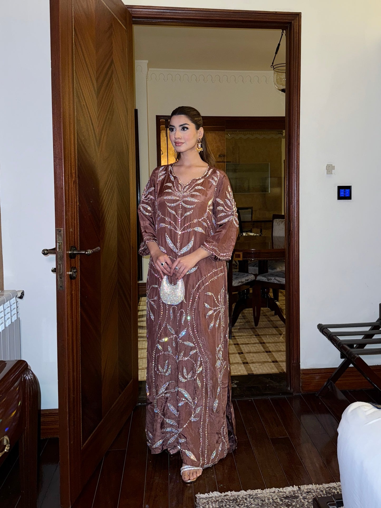 Elaina (02) Stone-Embellished Glamour Dress