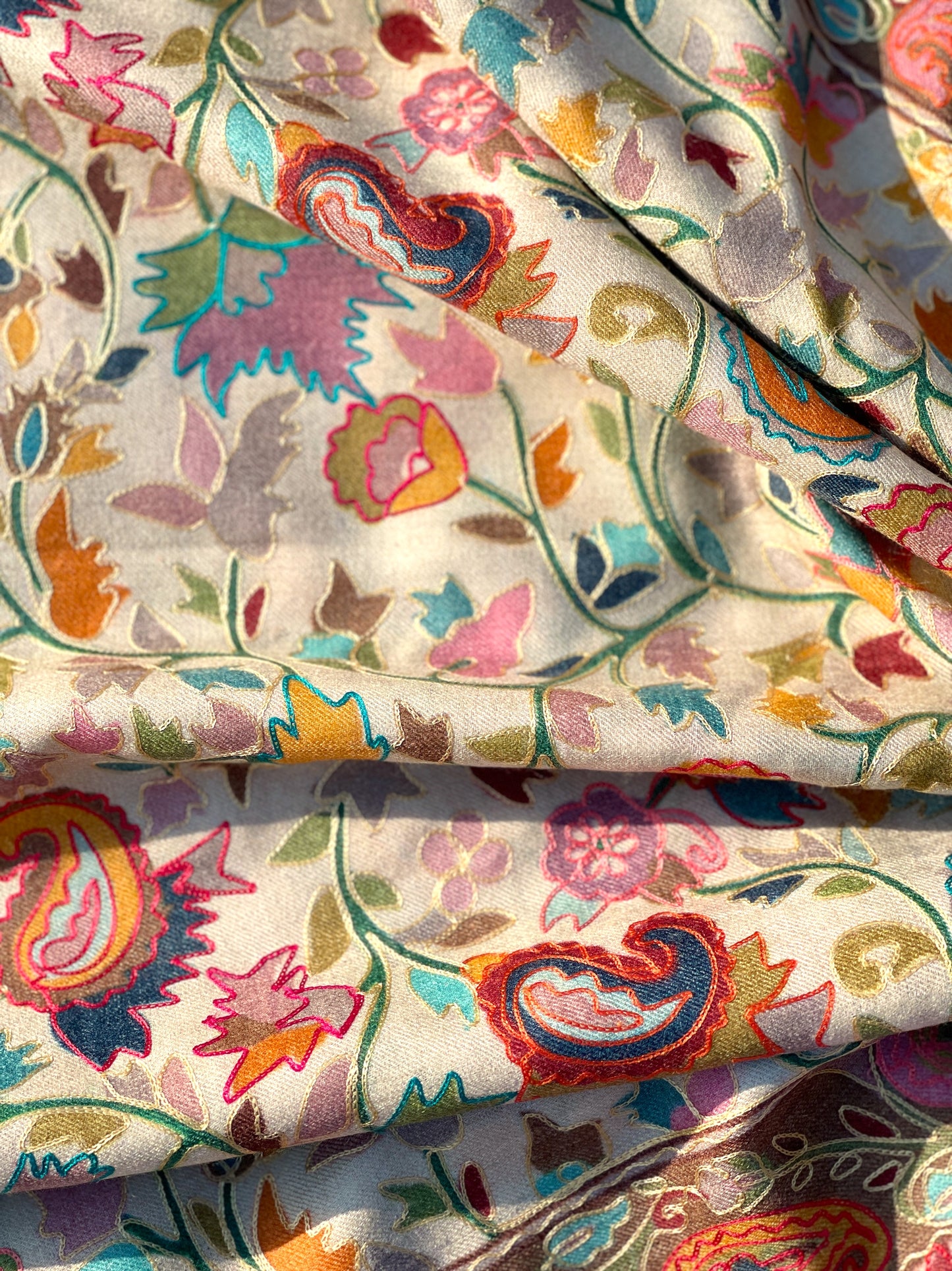 Needle Aari Work Kalamkar Stole