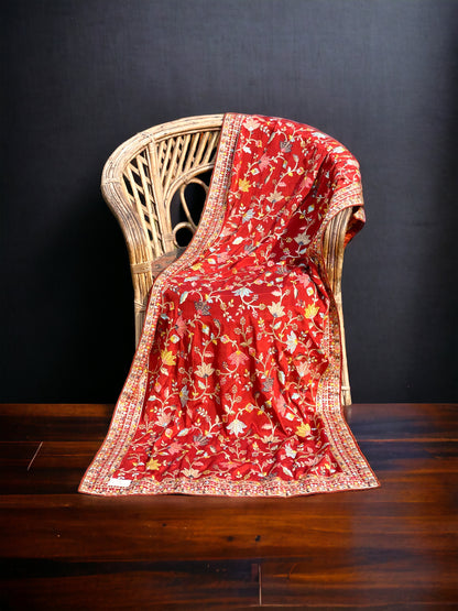 Kashmiri Embroidered Chiffon Dupatta/ Shawl