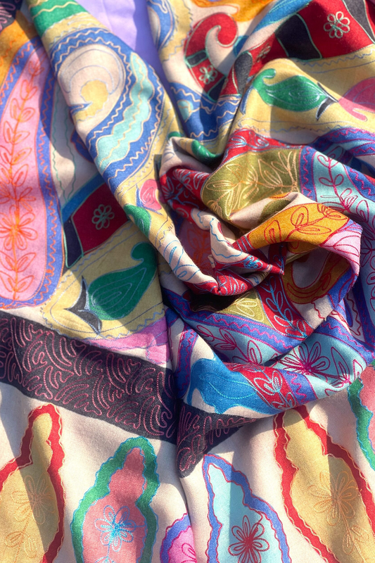 Kalamkar Needle Aari Work Shawl