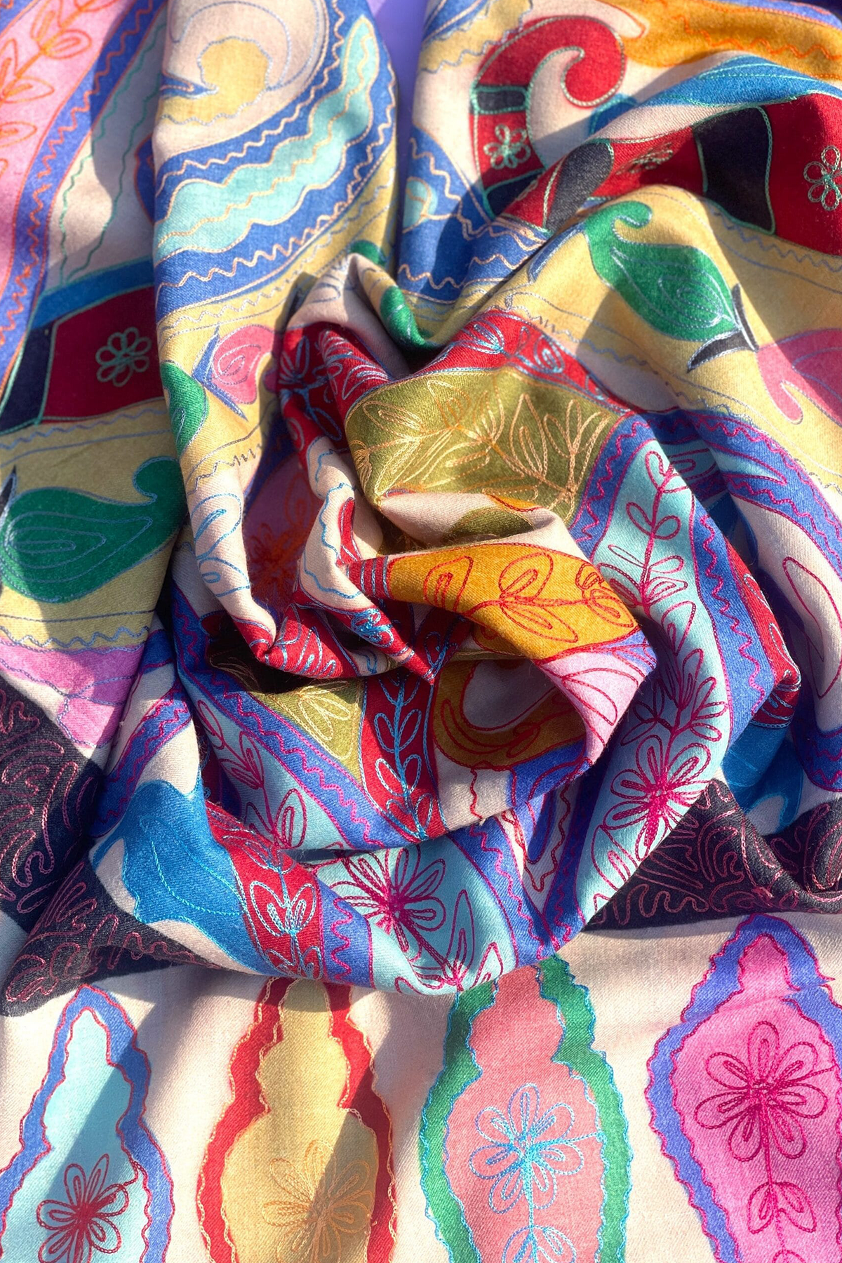 Kalamkar Needle Aari Work Shawl