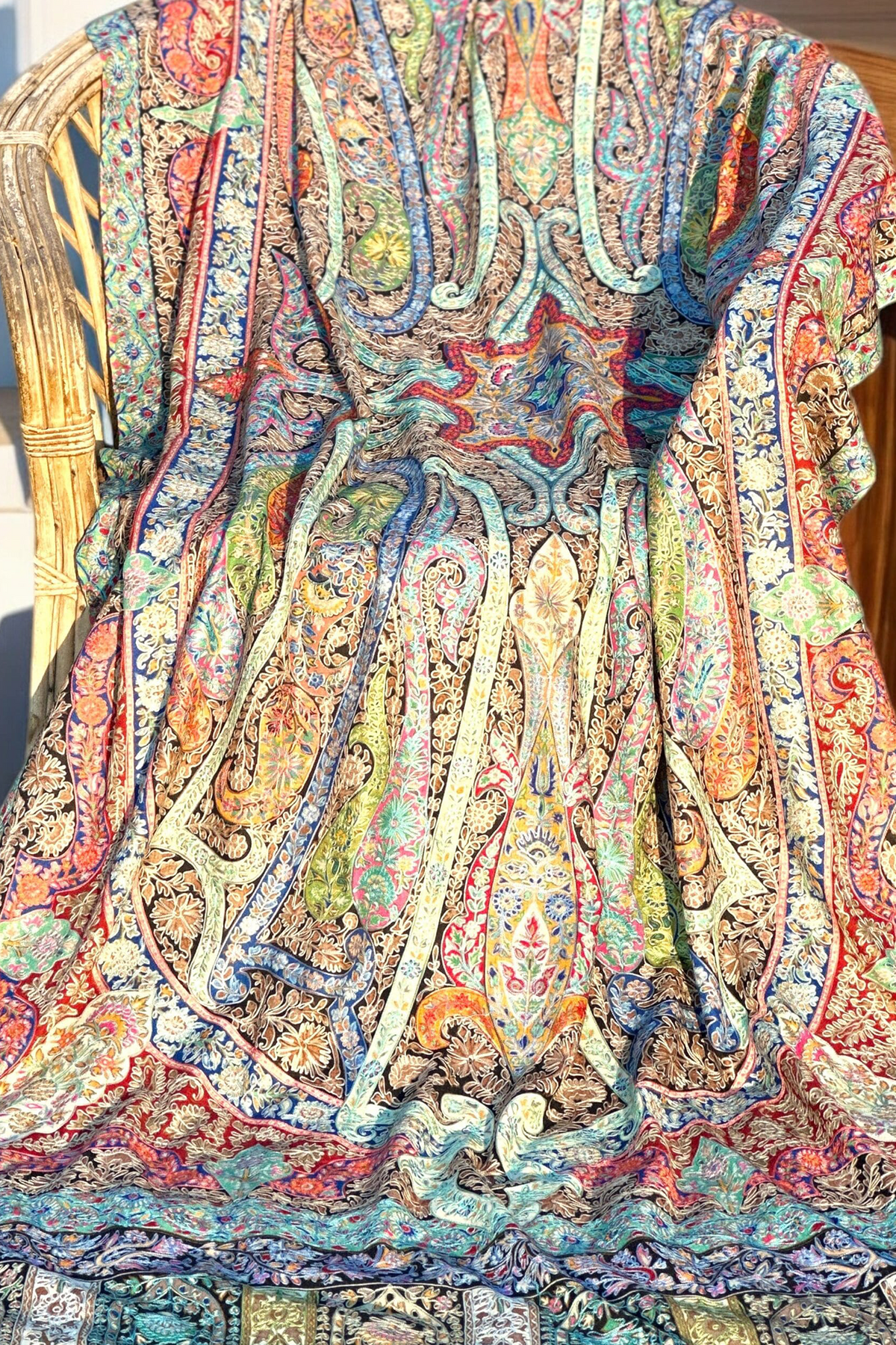 Kalamkar Heavy Aari work Pashmina Shawl