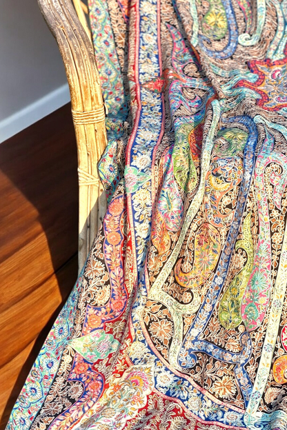 Kalamkar Heavy Aari work Pashmina Shawl