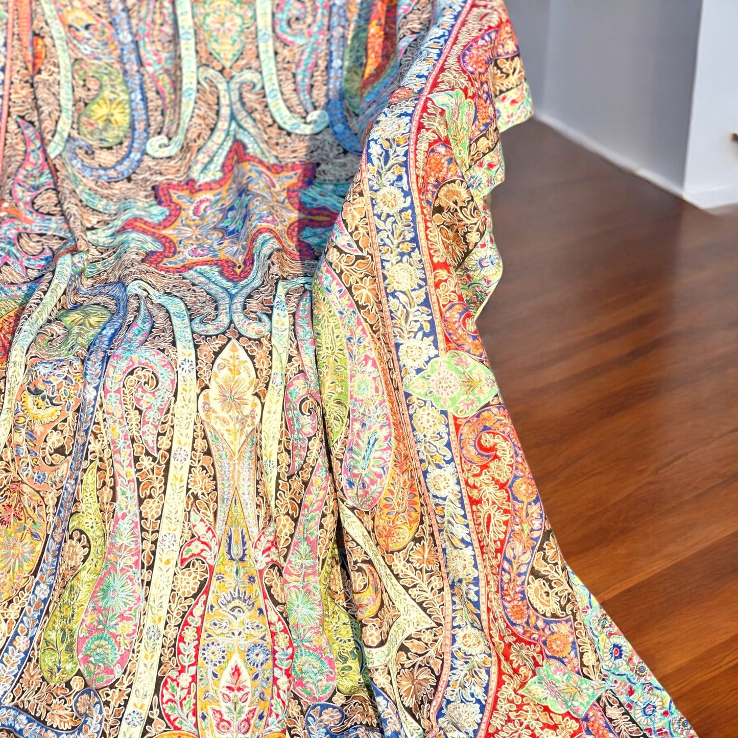 Kalamkar Heavy Aari work Pashmina Shawl