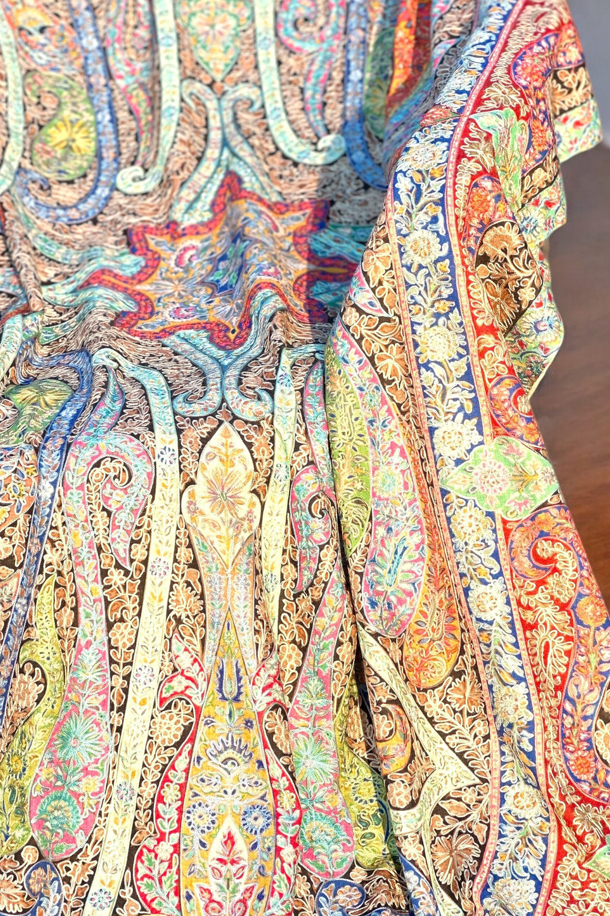 Kalamkar Heavy Aari work Pashmina Shawl