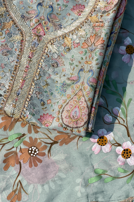 Hand Painted Pure Chinnon Silk Dress