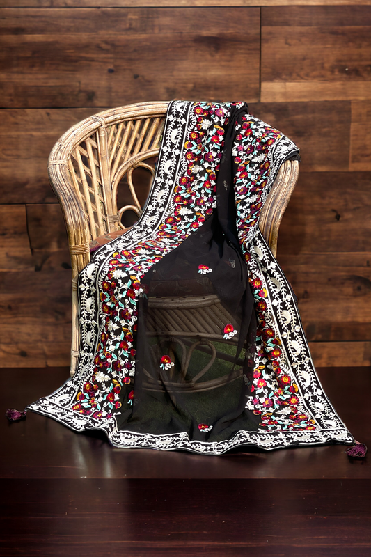 Kashmiri Embroidered Georgette Dupatta/ Shawl