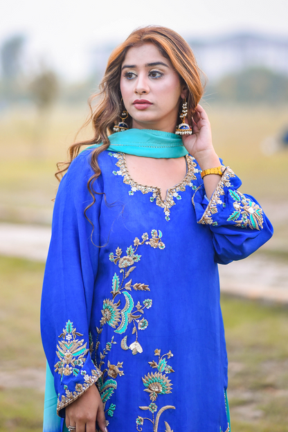 Elaina (03) Elegant Thread & Dabka Embellished Dress