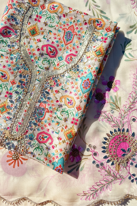 Hand Painted Pure Chinnon Silk.