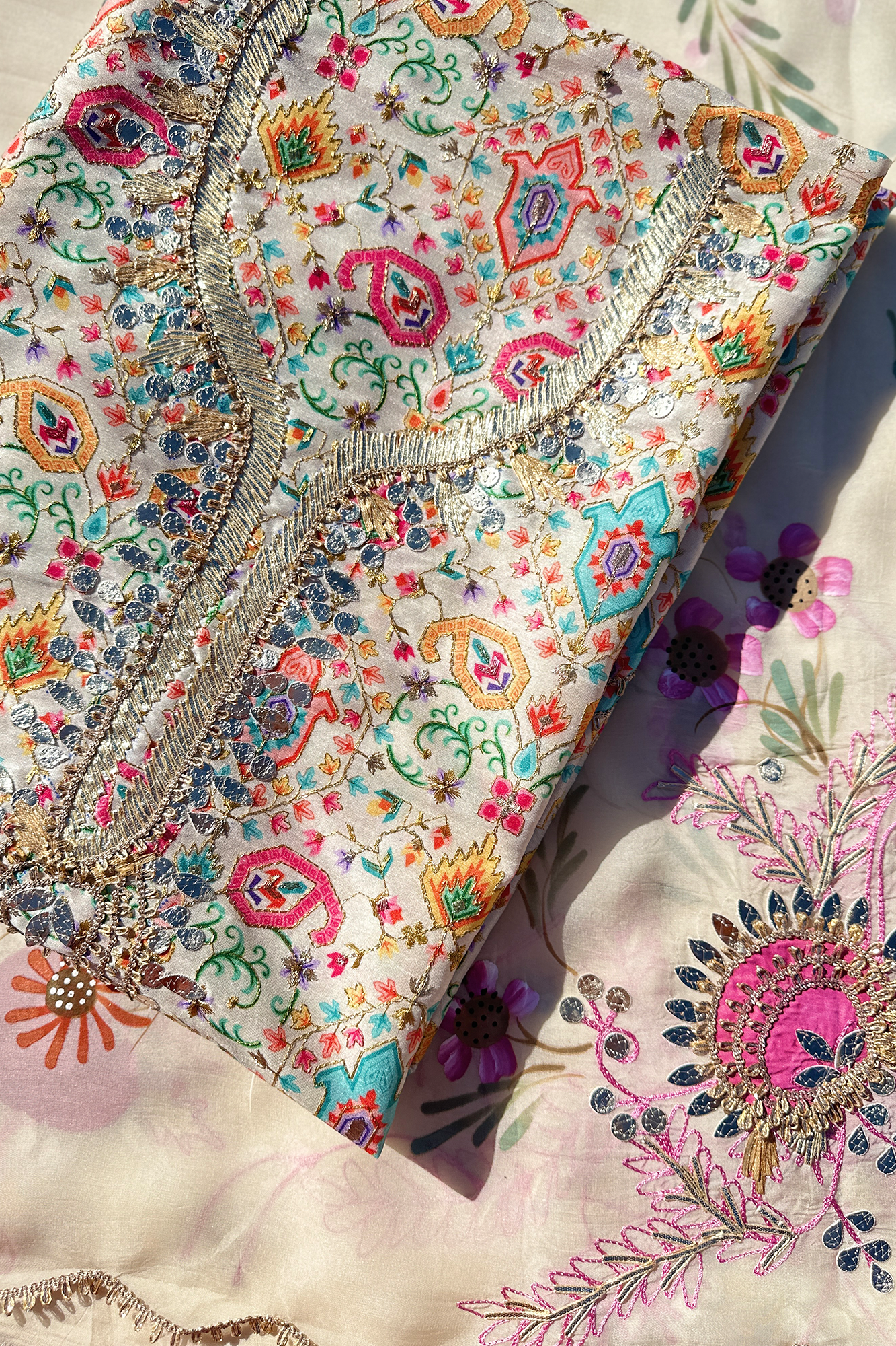 Hand Painted Pure Chinnon Silk.