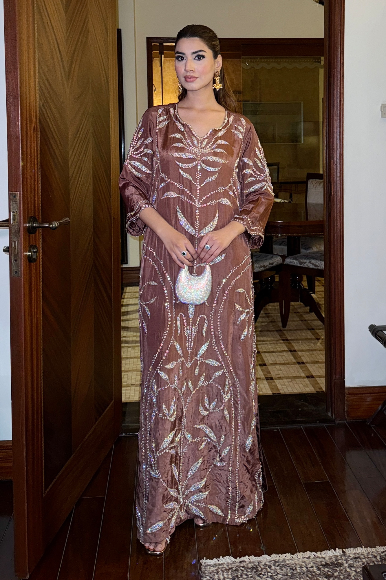 Elaina (02) Stone-Embellished Glamour Dress