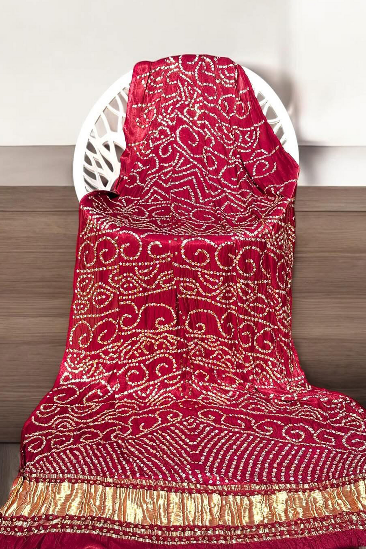 Hot Pink Pure Gajji Silk Mukesh Dupatta