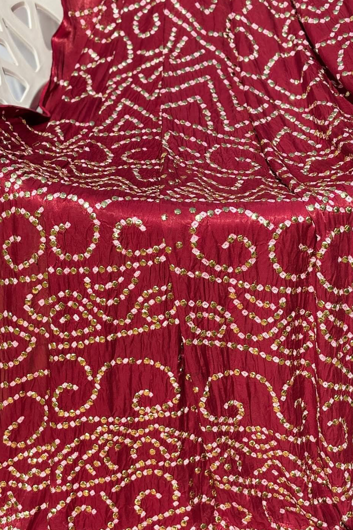 Hot Pink Pure Gajji Silk Mukesh Dupatta