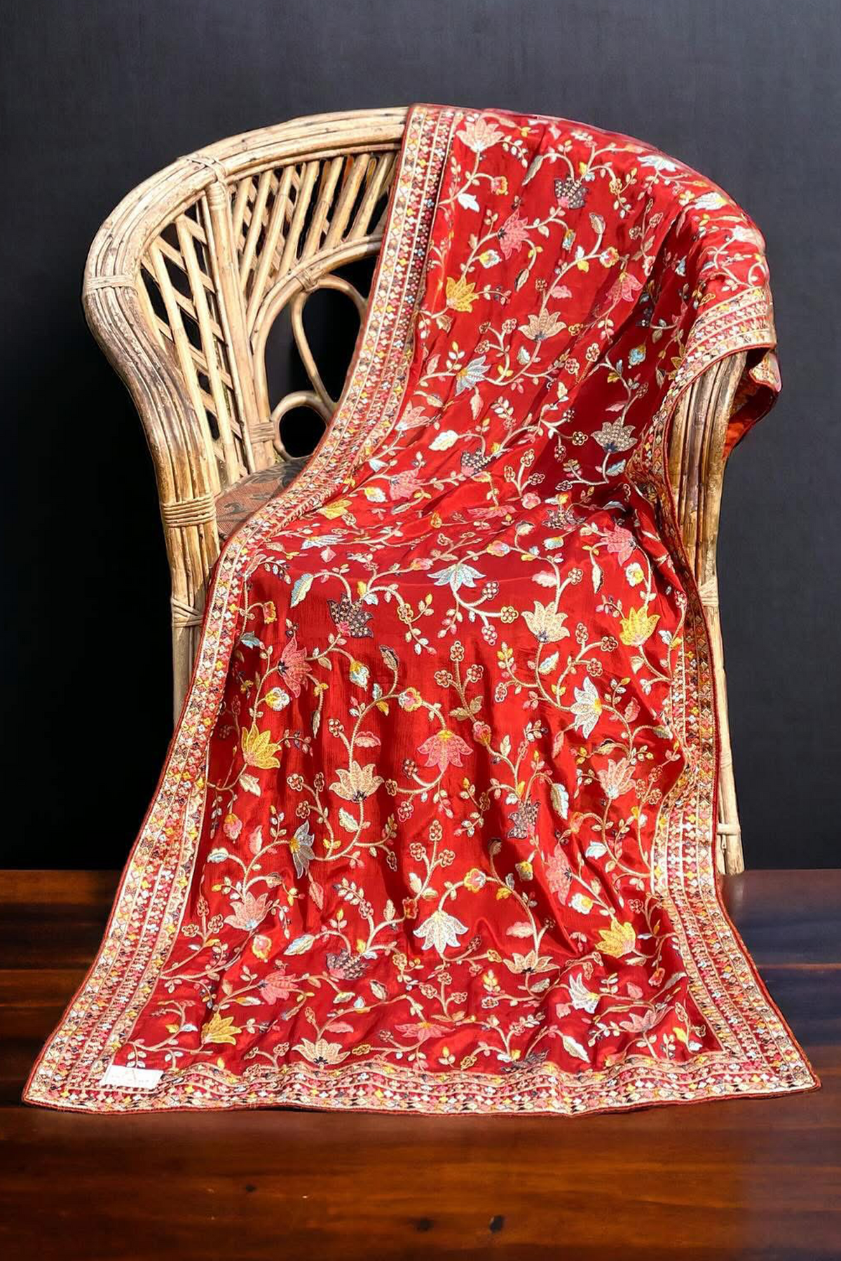 Kashmiri Embroidered Chiffon Dupatta/ Shawl