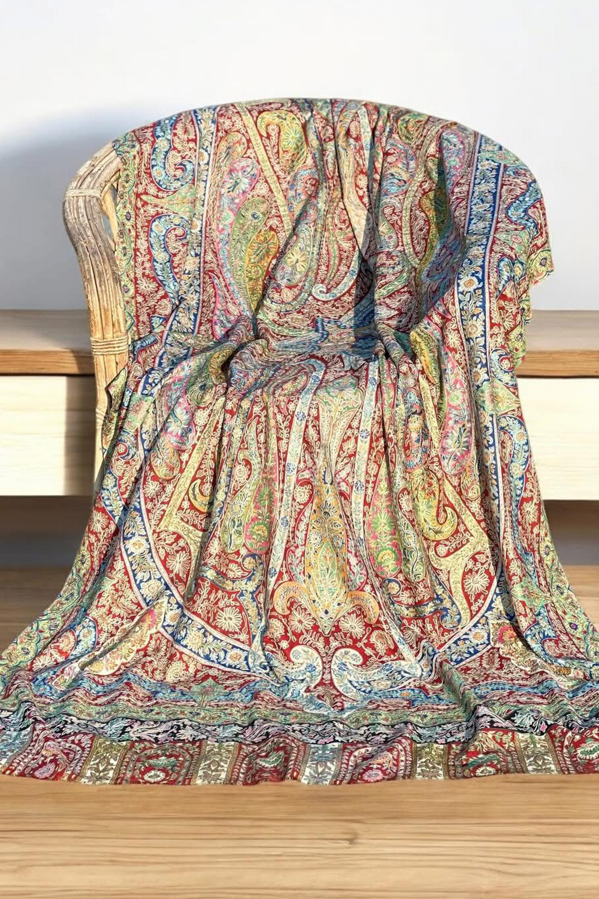 Heavy Embroidered Kalamkar Pashmina Shawl