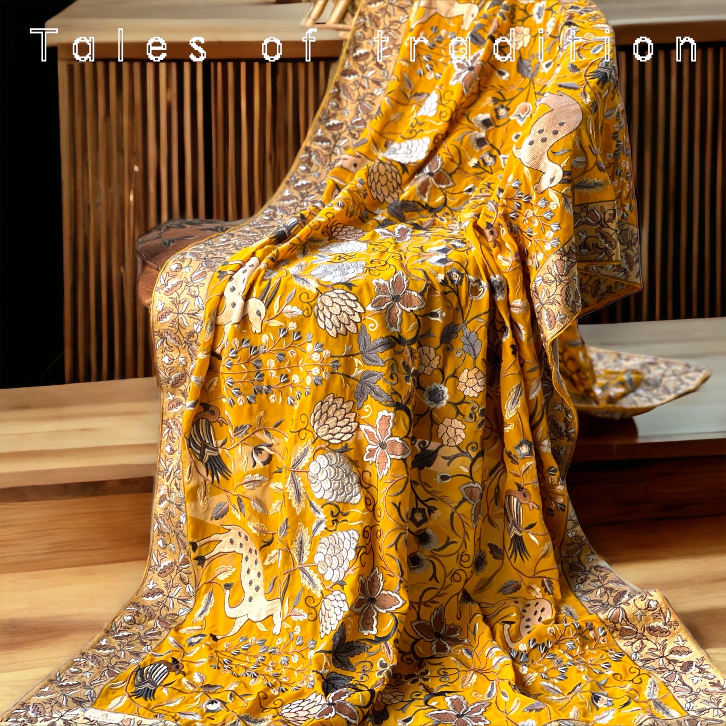 Kashmiri Embroidered Chiffon Dupatta/ Shawls