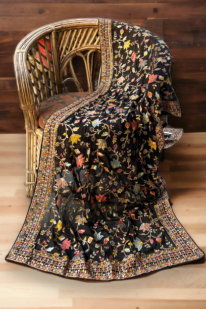 Kashmiri Embroidered Chiffon Dupatta/ Shawls