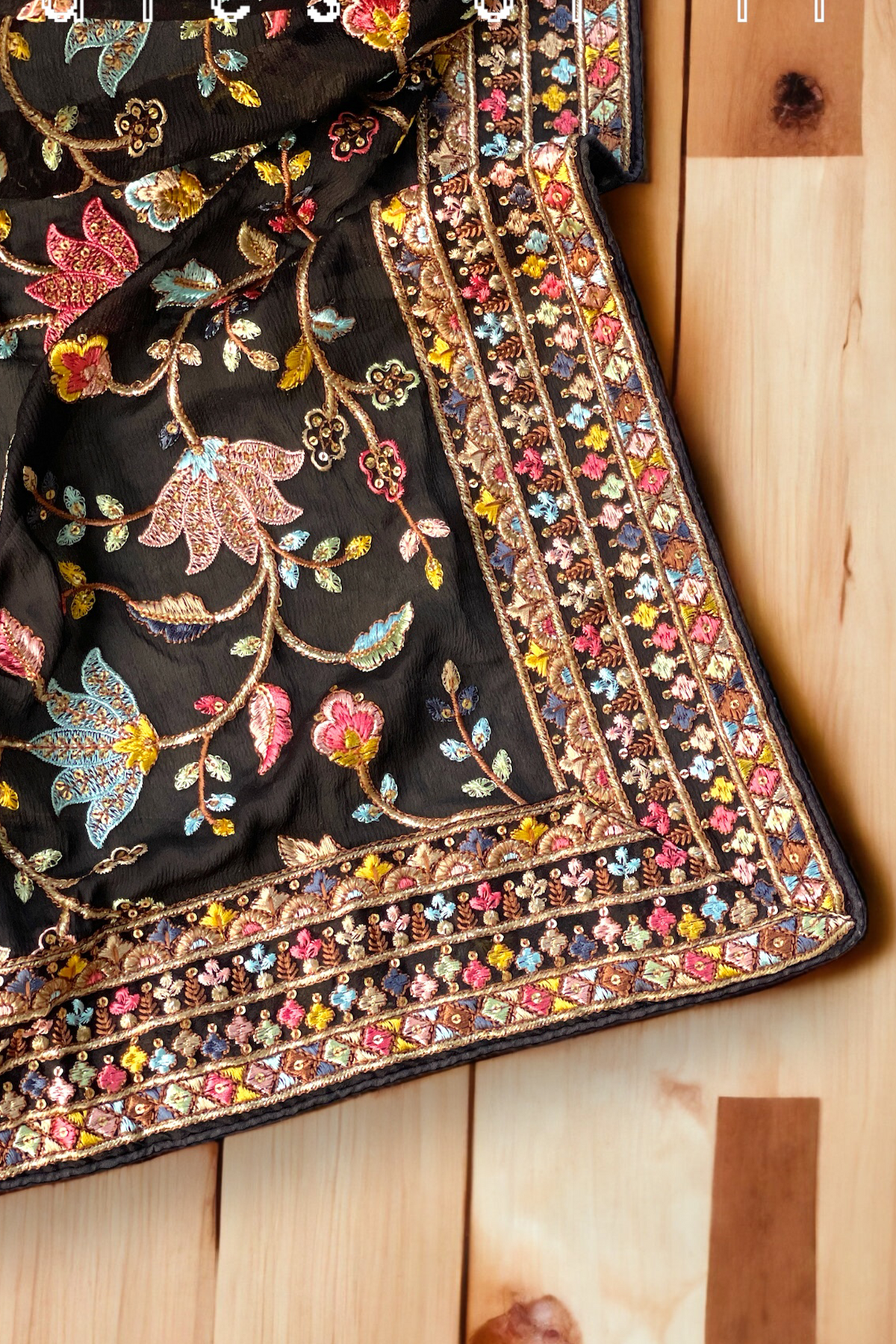 Kashmiri Embroidered Chiffon Dupatta/ Shawls