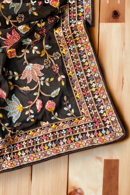 Kashmiri Embroidered Chiffon Dupatta/ Shawls