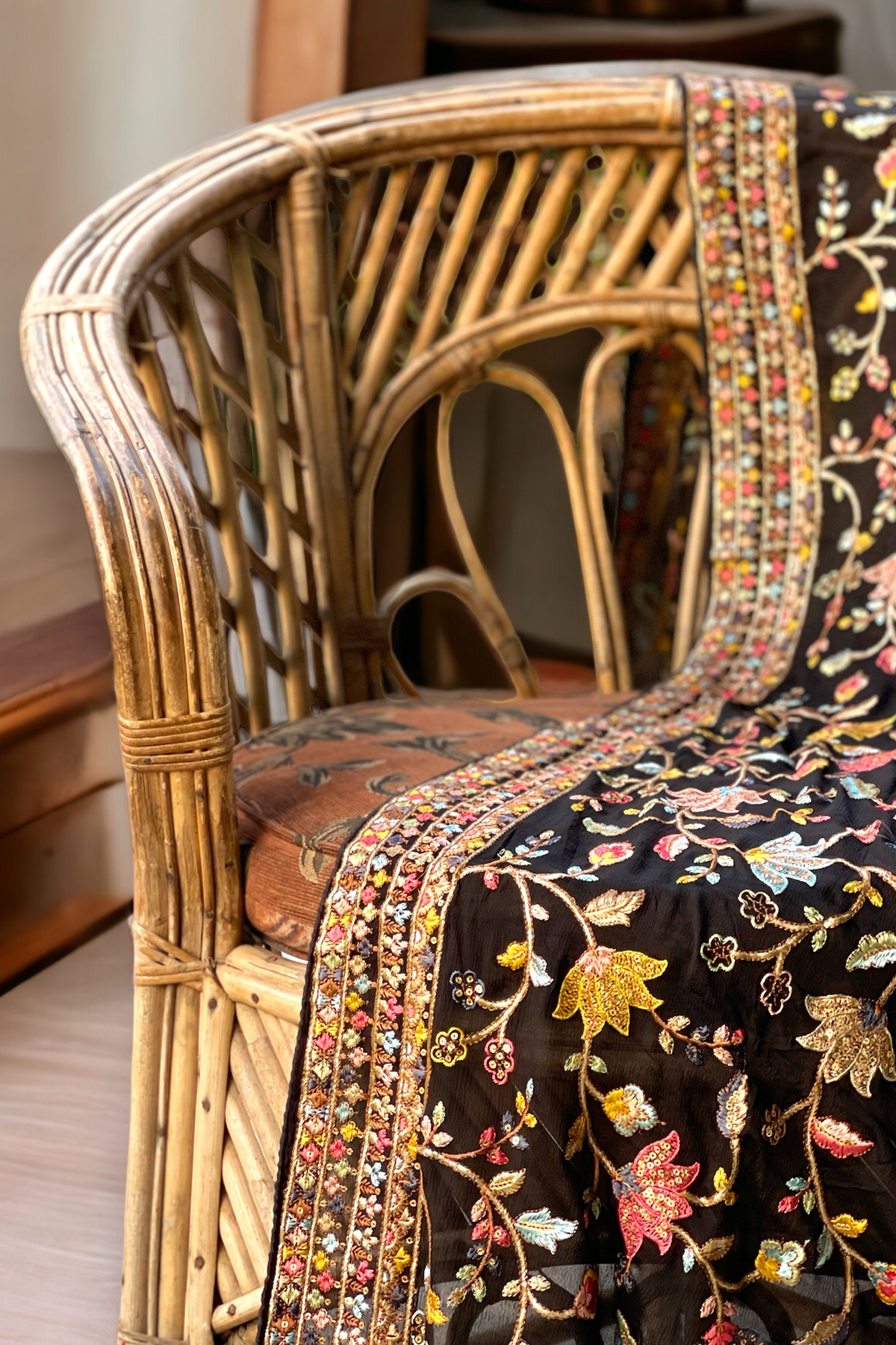 Kashmiri Embroidered Chiffon Dupatta/ Shawls