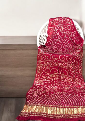 Maroon Pure Gajji Silk Mukesh Dupatta