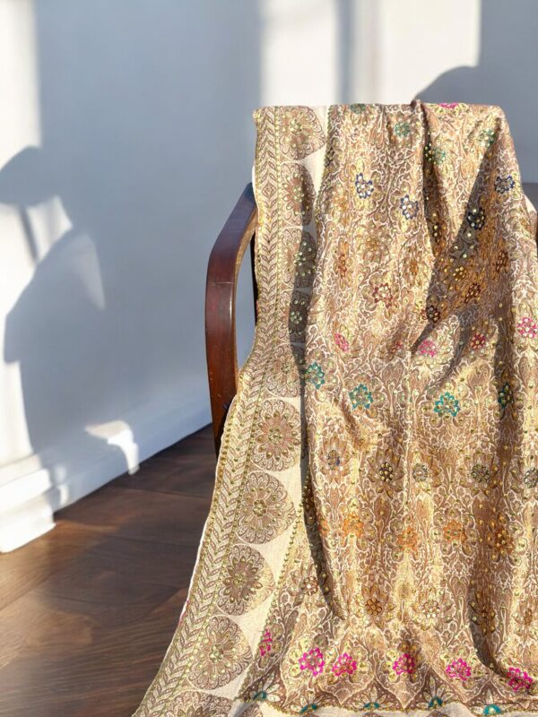 Beige NeemZari Bandhini Dupatta
