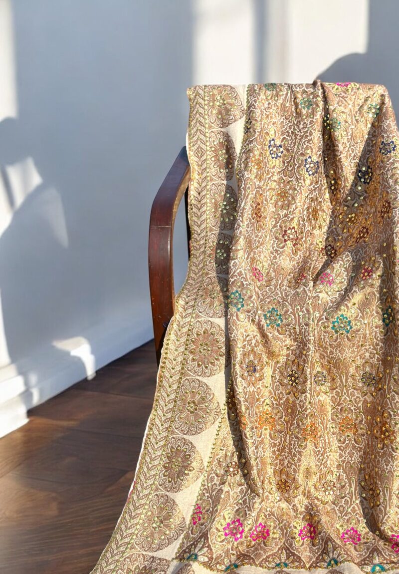 Beige NeemZari Bandhini Dupatta