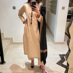 Embroidered Beige Dress