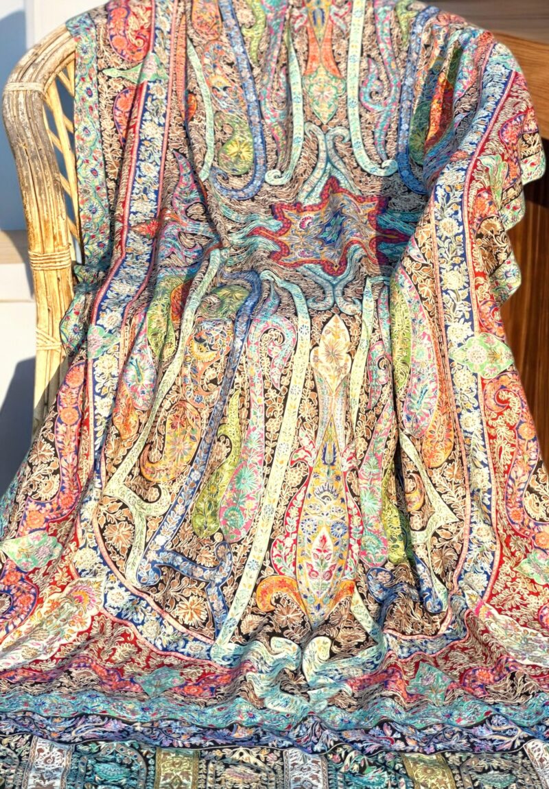 Kalamkar Heavy Aari work Pashmina Shawl