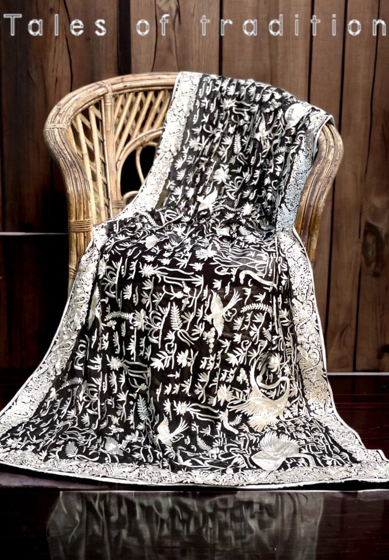 Kashmiri Embroidered Chiffon Dupatta/ Shawl