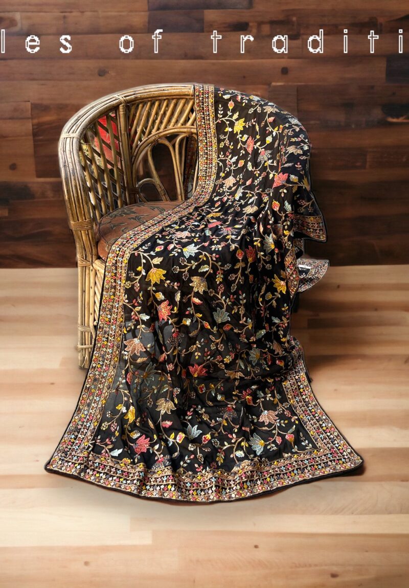 Kashmiri Embroidered Chiffon Dupatta/ Shawls